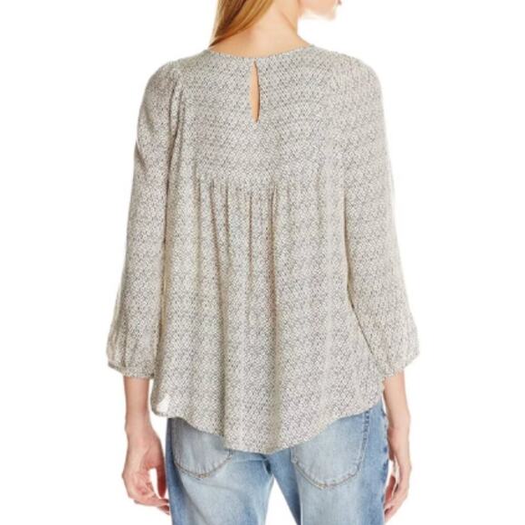 Lucky Brand Size S Cream Black Lilah Mirror Embroidered Top Gypsy Indie Boho - Picture 2 of 10